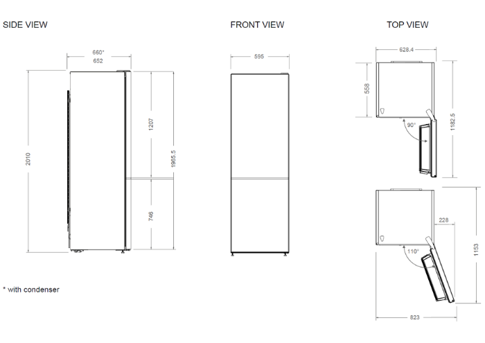 60 cm freestanding bottom mount refrigerator, black glass | Bertazzoni